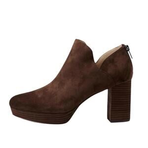 NEW PELLE MODA women's lesia suede block heel shoes in dark oak